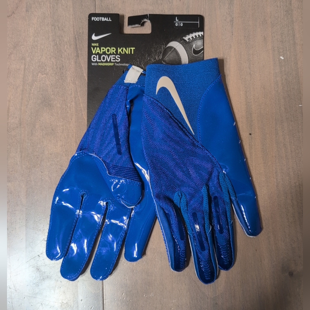 New! Nike Blue Vapor Knit 4.0 V2 Football Gloves Size Large DX4529-419